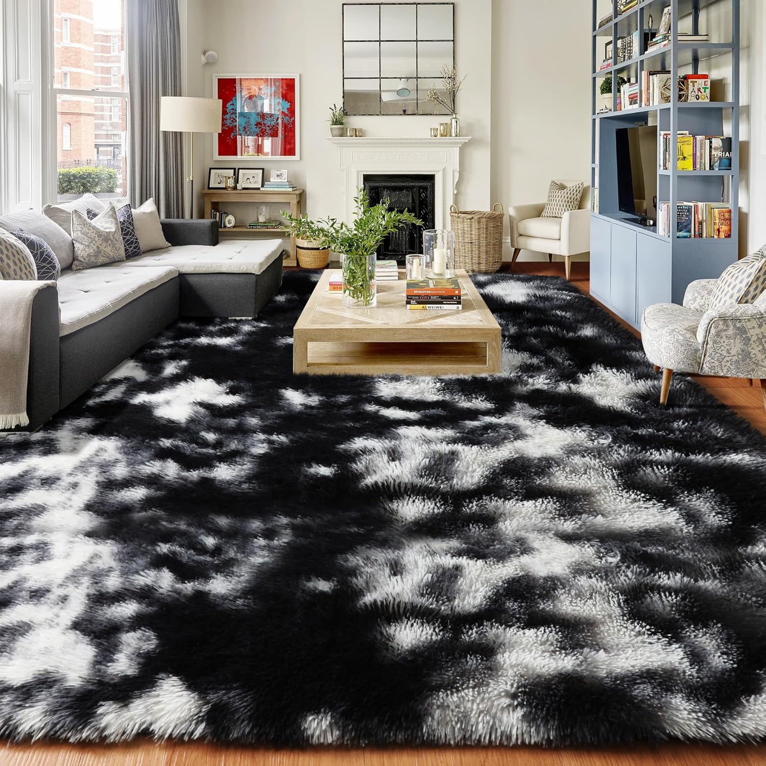 Amazon.com: PAGISOFE Black White Grey Area Rugs for Living Room Bedroom ...