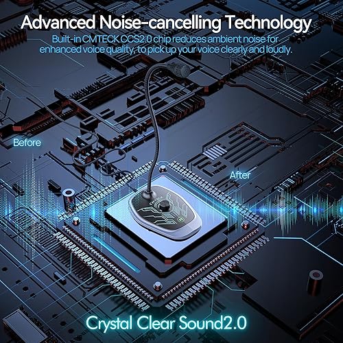 Miniatura 2 de CMTECK Micrófono USB para computadora, grabación con cancelación de ruido, micrófono de escritorio para PCportátil, para chat en línea, estudio en