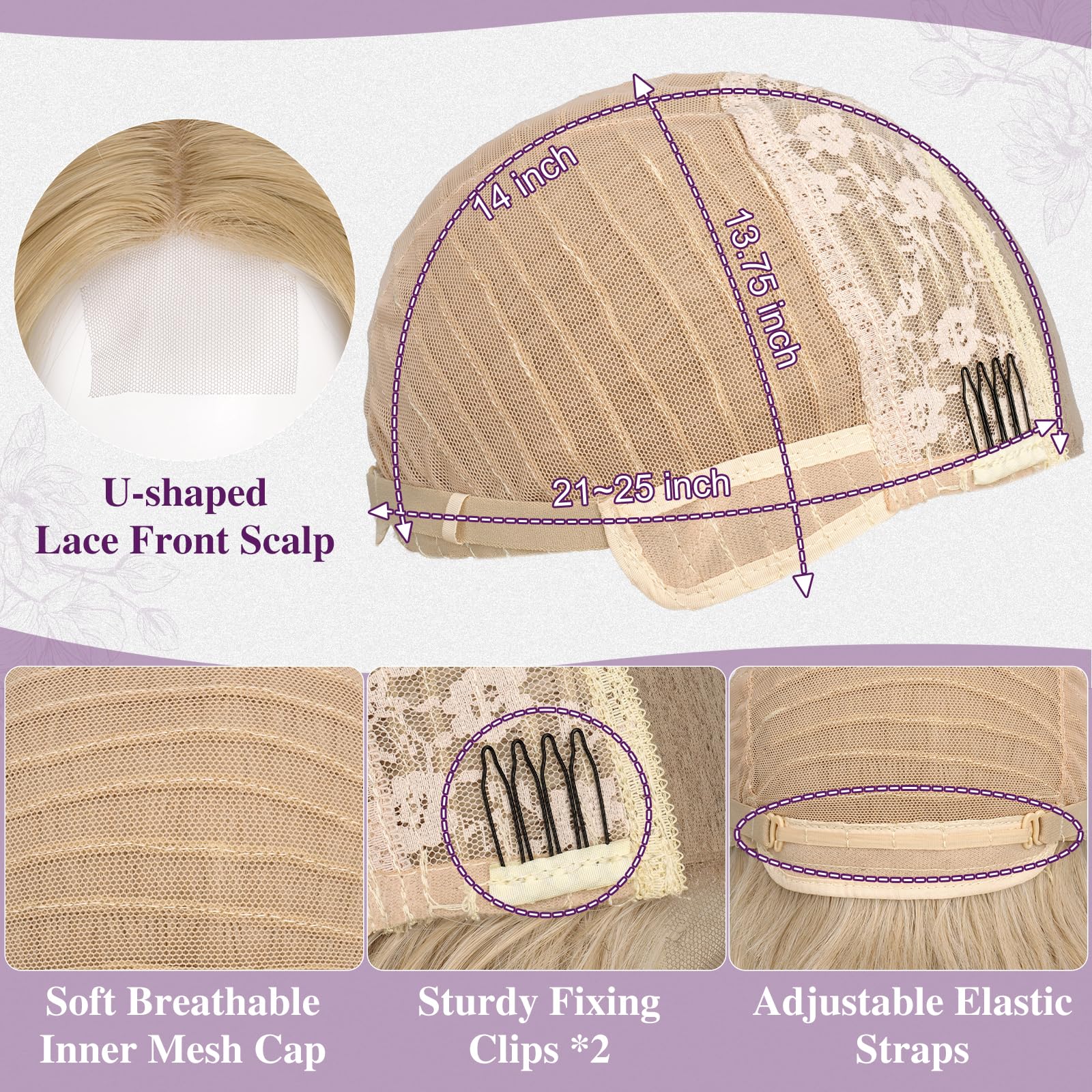 BARSDAR Kurze Gewellte Honigblond Perücke, Schulter Lange Blond Perücken für Frauen Kurze Lockere Wellen Layered Perücke mit Curtain Pony Weiche Synthetik Natürlich Aussehend Alltag Party