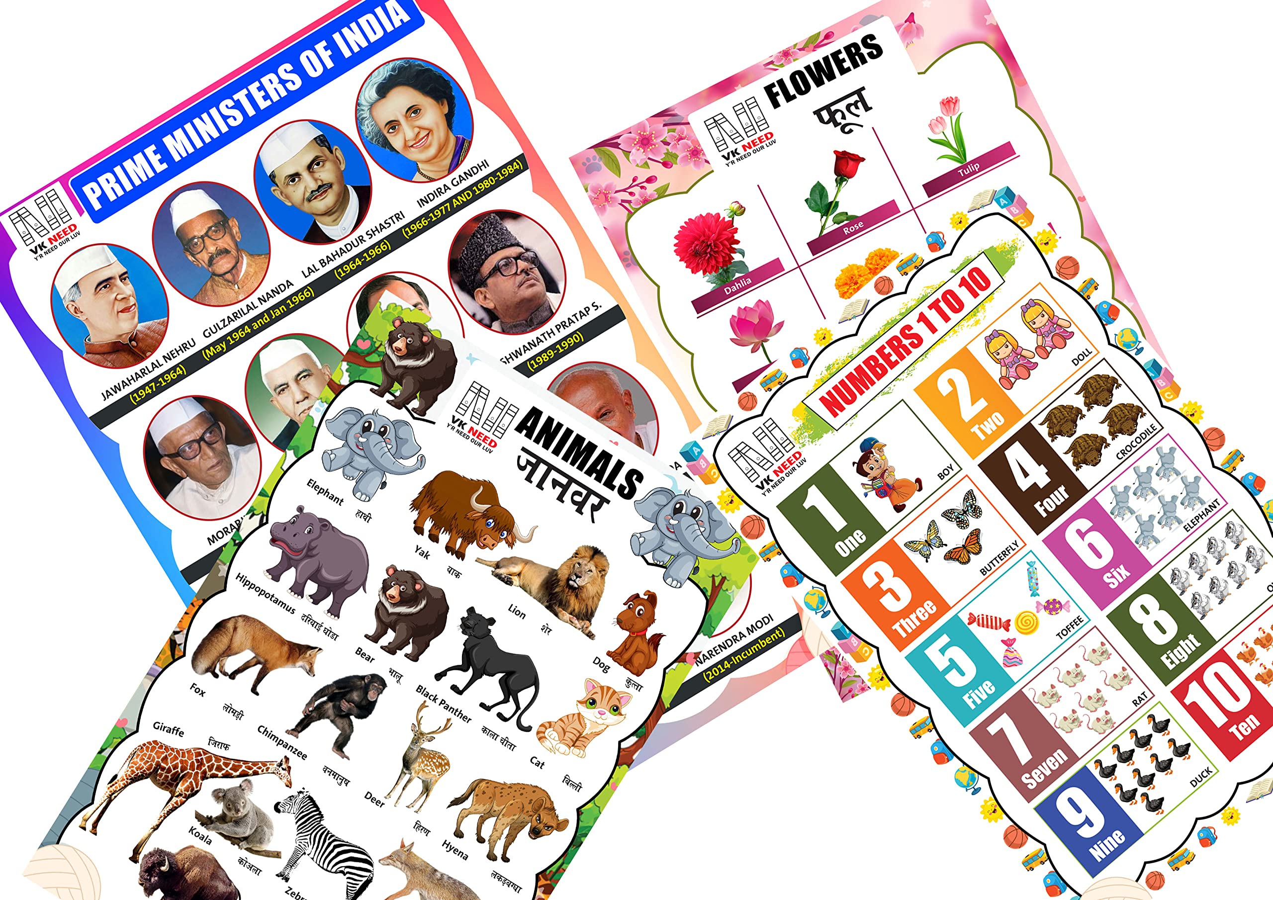 VK NEED FOUR (4) WALL CHART (12X18 INCH) WITH LAMINATED FOR KIDS QUICK LEARNING WALL PICTURE WITH INTRESTING IMAGES! ALPHABET HINDI ALPHABET ENGLISH VEGETABEL AND FRUITS!! [Wall Chart] VK NEED Wall Chart – 1 January 2021