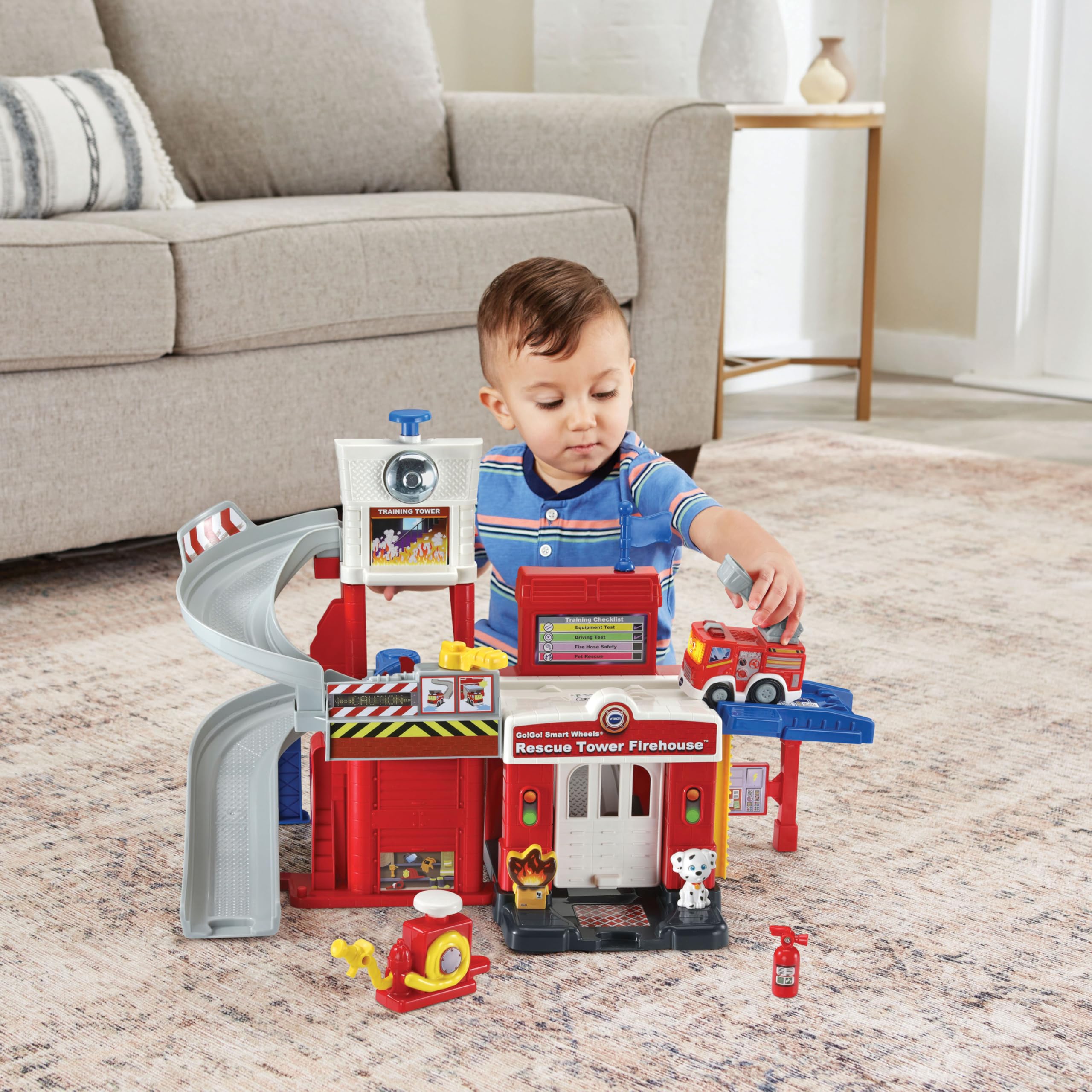 VTech - Parque de Bomberos TutTut Bólidos, Circuito de Coches Interactivo, Playset de Juguete, Incluye Camión de Bomberos, Regalo niños +1 año, Versión ESP