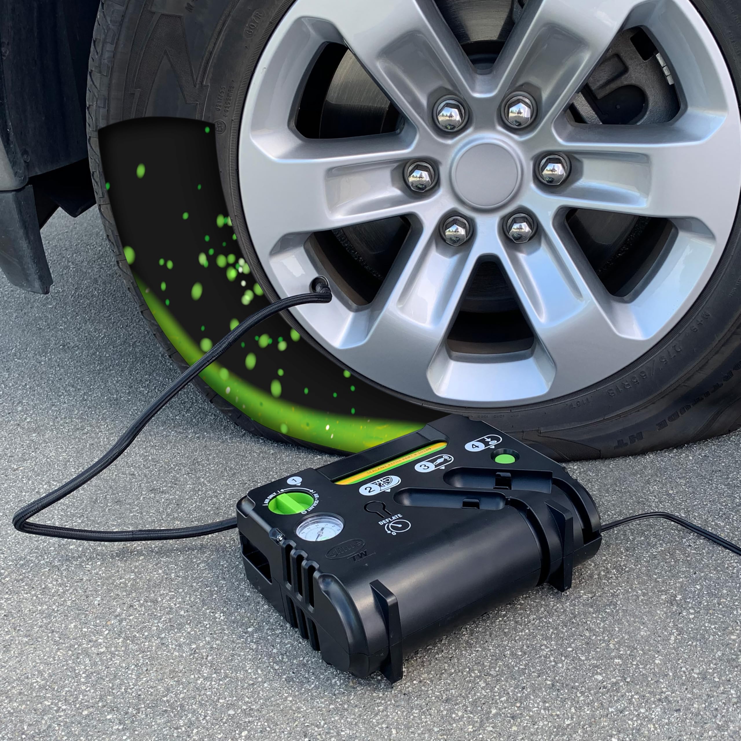 Kit de emergencia Slime 50139 para pinchazos de neumáticos planos, incluye sellador y bomba infladora de neumáticos, analógico, adecuado para coches y otros vehículos de carretera, reparación en 10
