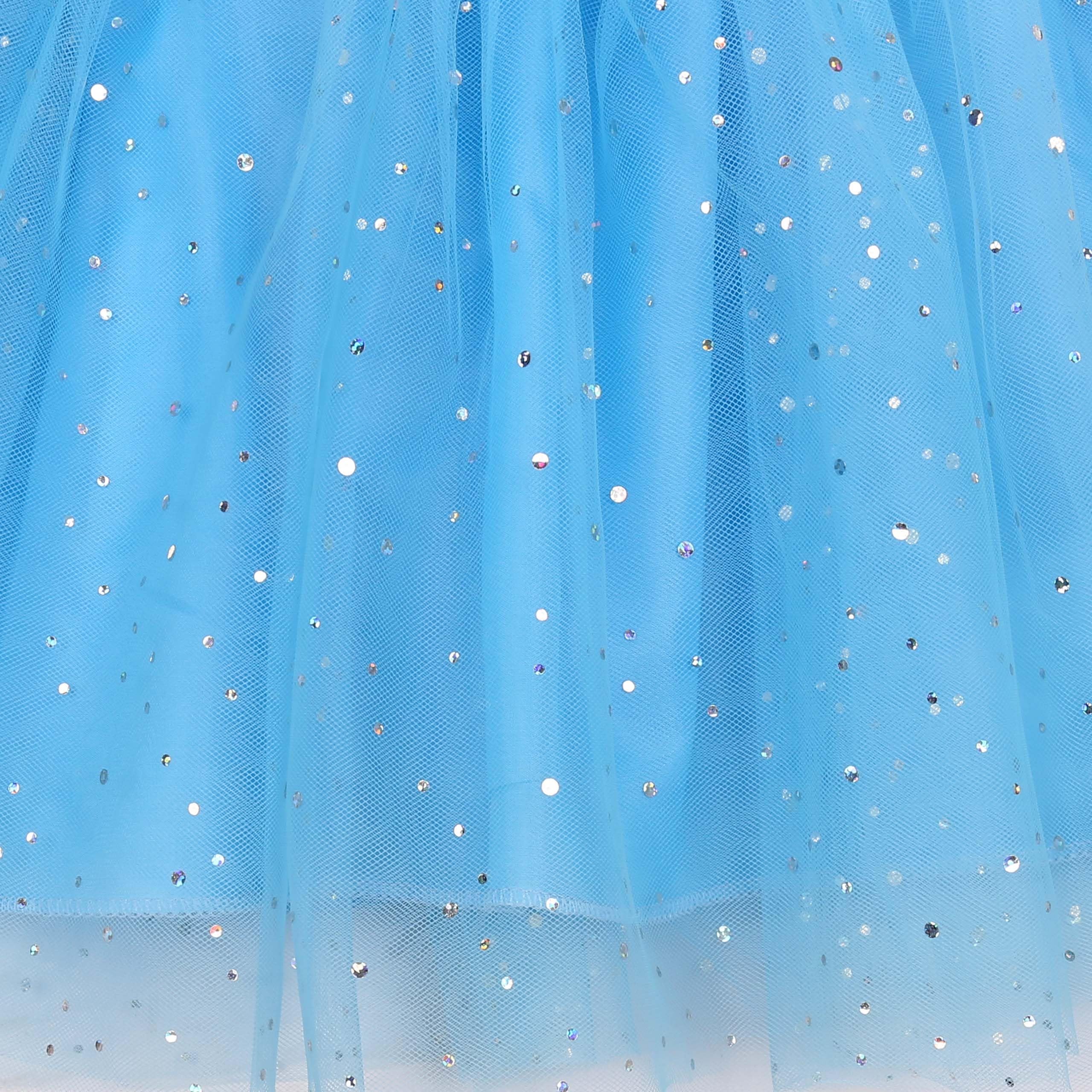 Frozen Anna Elsa Abito a Maniche Corte in Tulle Color Pesca, Abito da Bambina