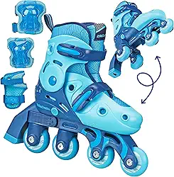 Roller Derby Switch Skates for Beginners, 2 in 1 Adjustable Skates Convert from Learn Mode to Inline Skates for Toddlers, Kids