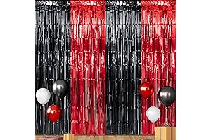 3 Pack Graduation Foil Fringe Red Black Curtains