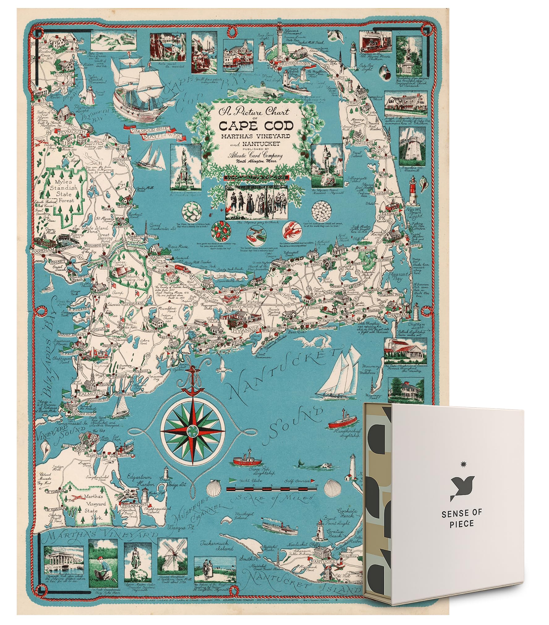 1955 Picture Chart of Cape Cod, Martha's Vineard and Nantucket | 1000 piece Jigsaw Puzzle…