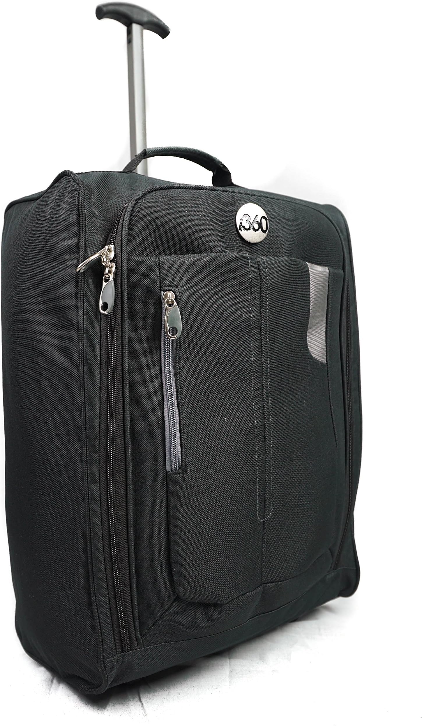 i360 hand luggage trolley cabin bag in black - 50x35x10