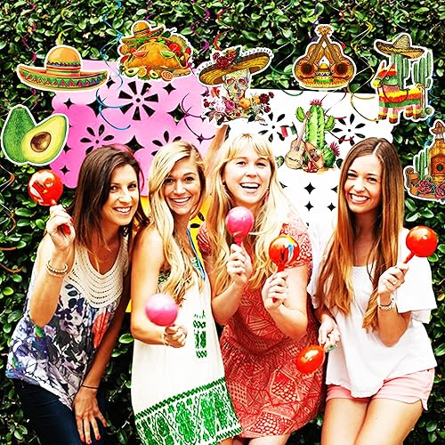 Miniatura 6 de 30 decoraciones de fiesta mexicana, decoración de remolino colgante para fiesta temática mexicana, decoraciones de fiesta de Cinco de Mayo,