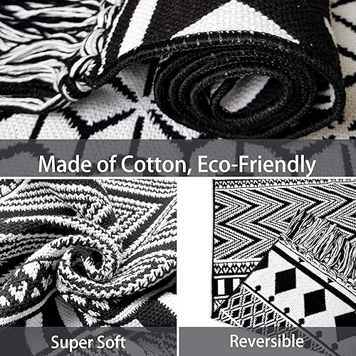 Miniatura 496 de IOHOUZE Alfombra lavable de 4 x 6 pies con parte trasera de goma antideslizante tejida para interiores y exteriores, alfombra para entrada