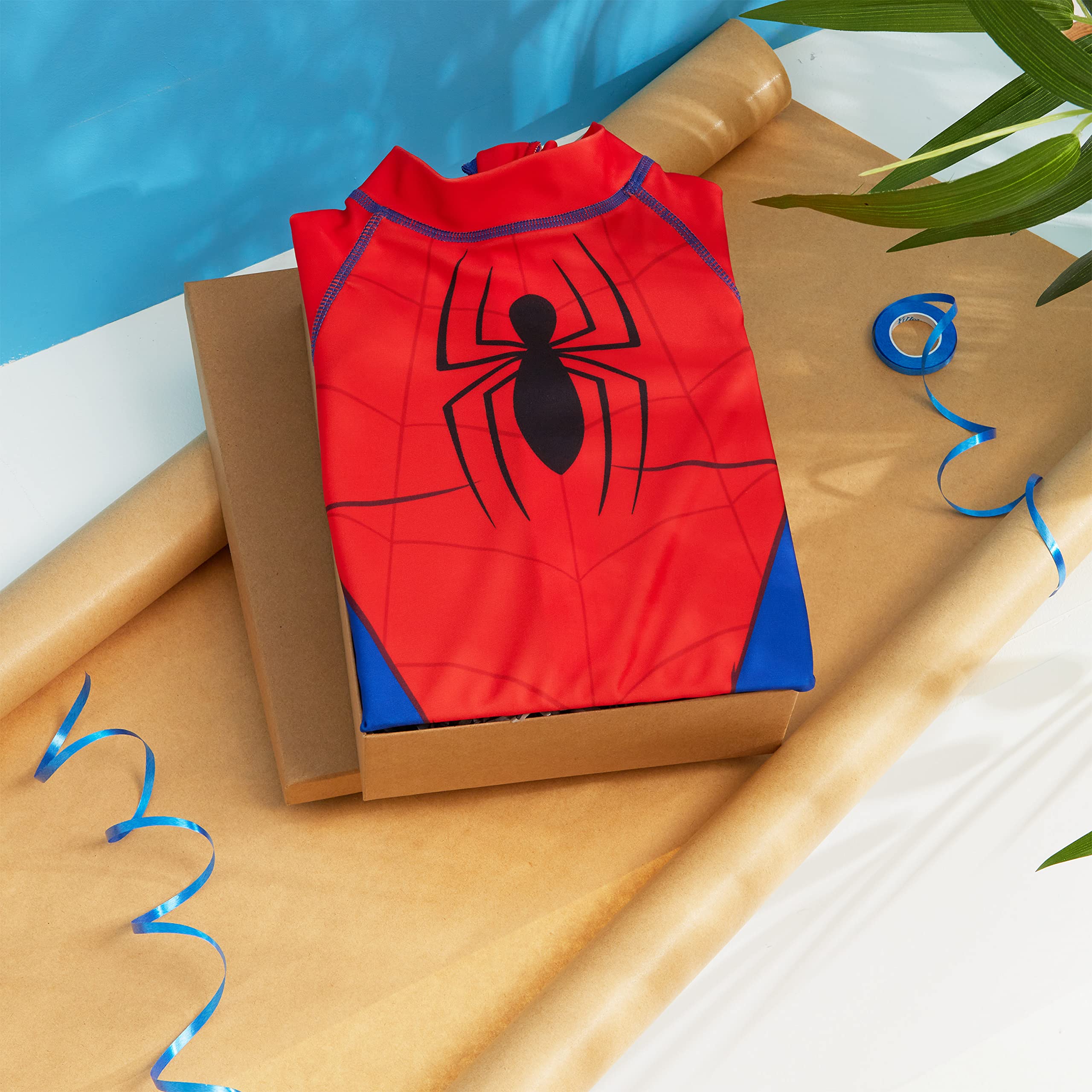 Marvel Bañador Niño Spiderman Avengers Bañador Natacion Niño Traje de Baño Niño de Manga Corta Una Pieza para Playa Piscina Ropa Niño 3-10 Años
