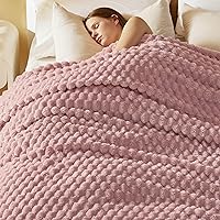 Bedsure Queen Size 350GSM Fluffy Plush Fleece Blanket - Ultra Soft Cozy Throw for Bed Decor, Dusty Rose 90x90