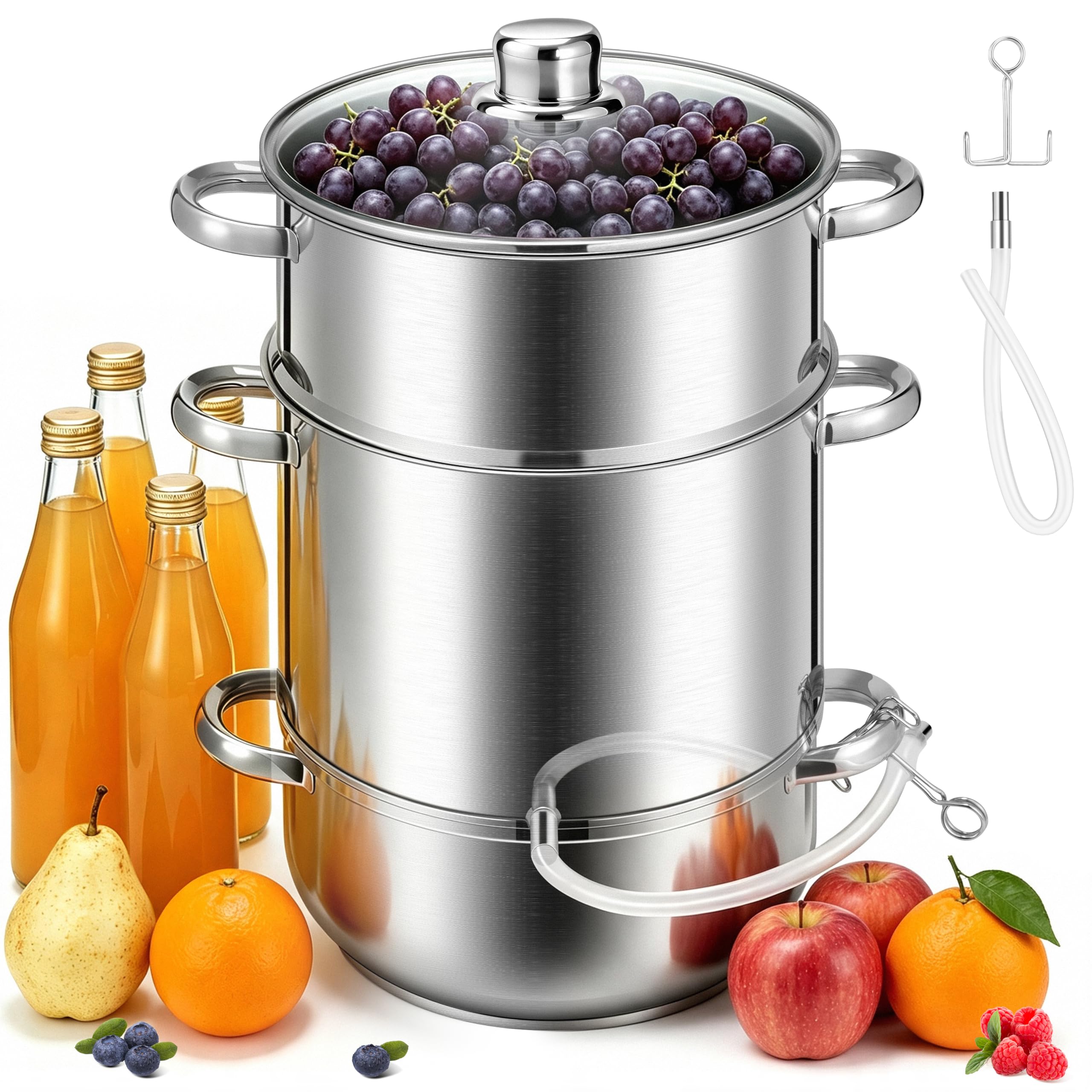 VIVOHOME Estrattore di Succo a Vapore 10L Inox con Coperchio in Vetro