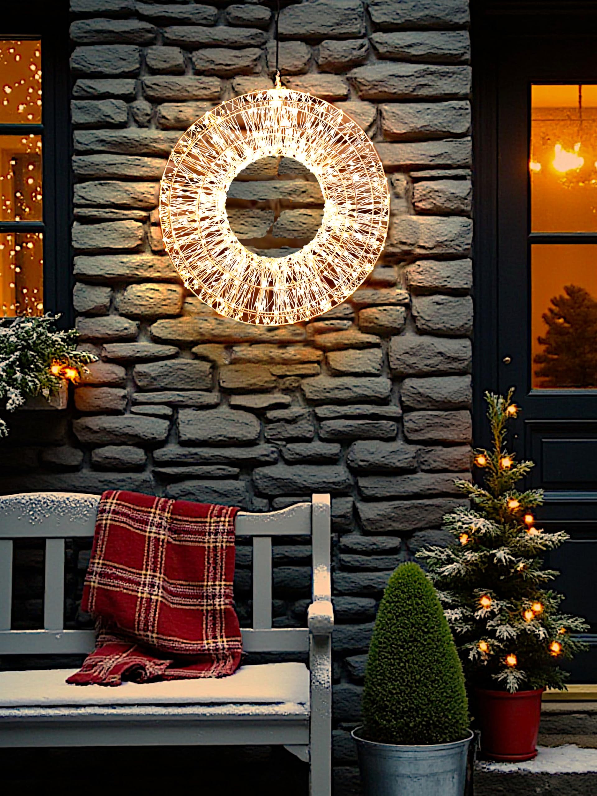 LED Leuchtkranz 800 LED 50 cm mit Timer Lichterkranz Weihnachtskranz Weihnachtsbeleuchtung Deko Kranz Deluxe