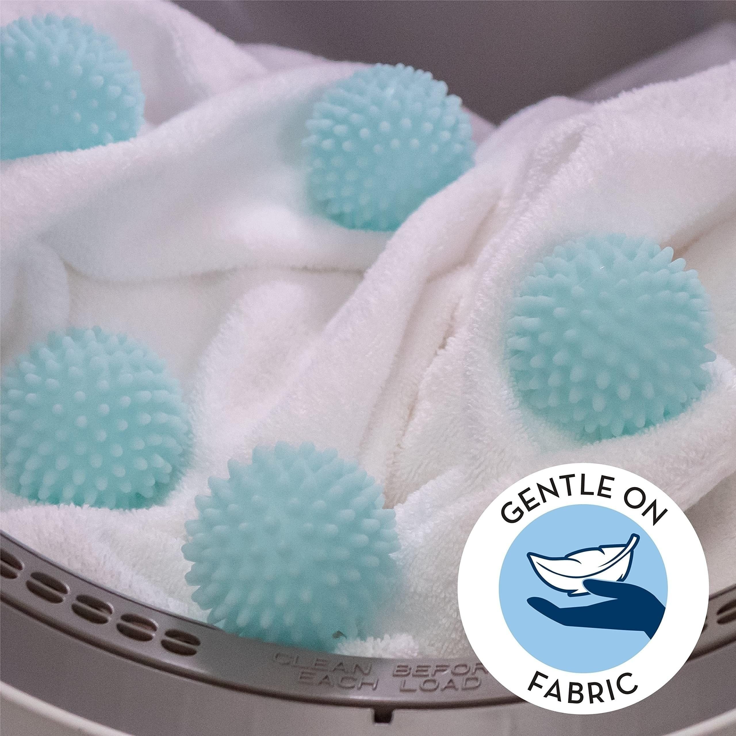 Bolas reutilizables para secadora de ropa, suavizante de tela antiestático de plástico azul cielo, reduce las arrugas, suministros de limpieza sostenibles, ayuda esencial de lavado y secado para 6
