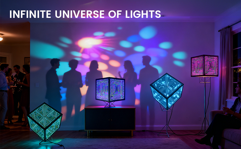 Tinyimi Infinity Mirror Hyper Cube LED Light, 6.5 Inches | RGB