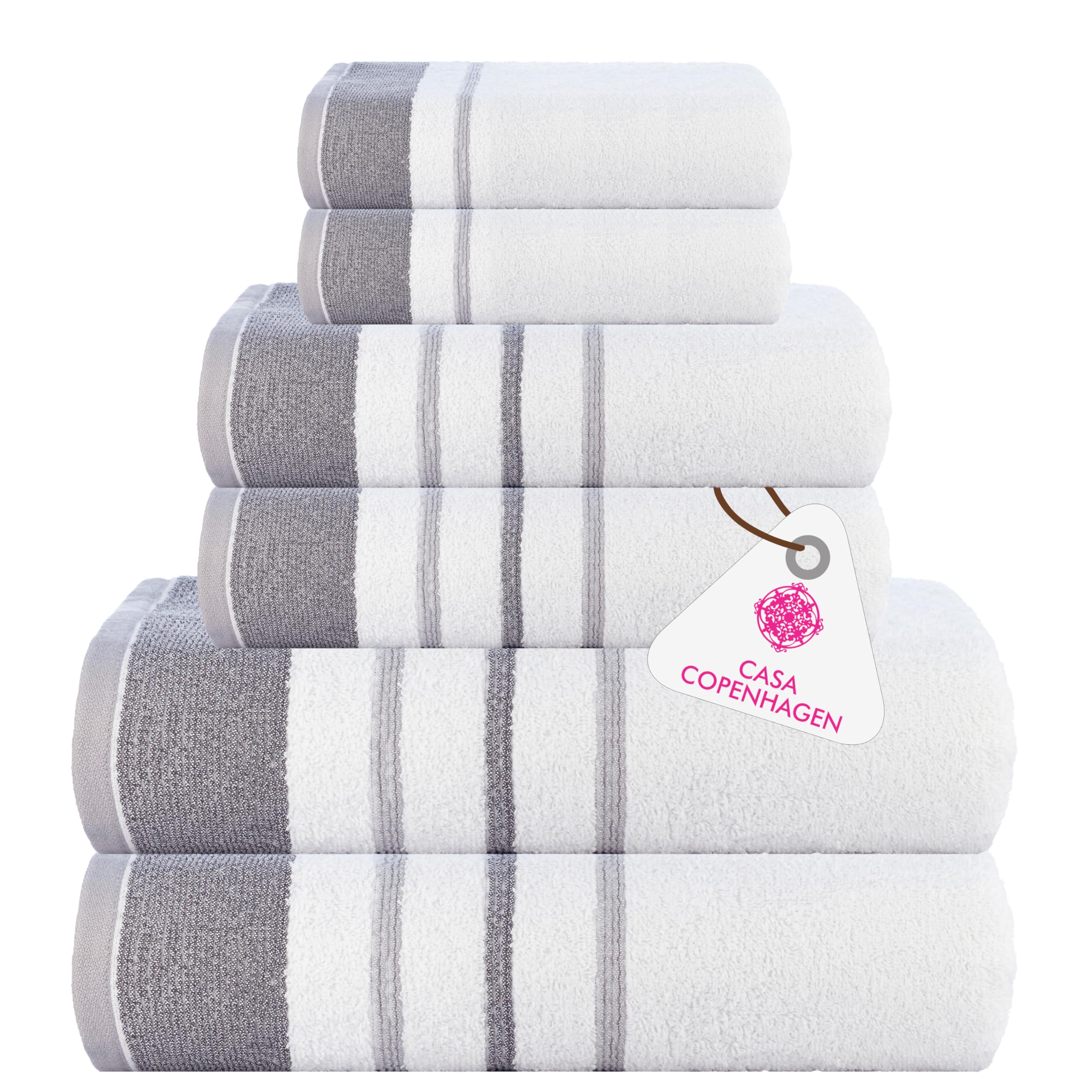 Amazon.com: CASA COPENHAGEN White Bay, 6 Pieces Towel Set- White