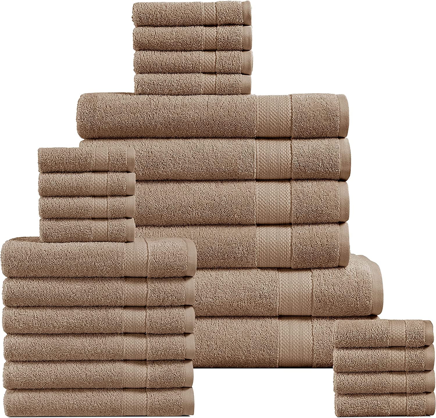 Consolidated Textile Towel Set - Bath Towels, Hand Guest and Washcloths Cotton Hotel Quality Super Soft Highly Absorbent (Beige, 10x Towel Set Luxury)