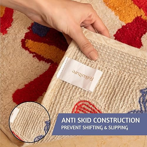 Miniatura 4 de Folkulture Alfombras de baño  (24 x 17) Alfombras de baño  Alfombra de baño o ducha 100% algodón  Alfombra antideslizante para bañera o alfombra de