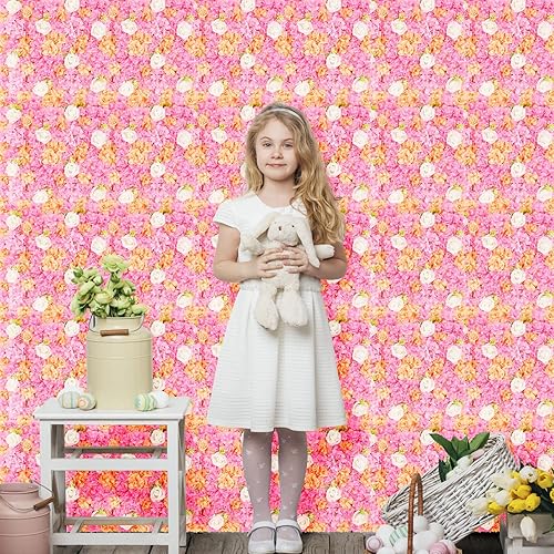 Miniatura 6 de U'Artlines Paneles de pared de flores artificiales, 6 piezas de tapetes decorativos de flores sintéticas, 15 x 15 pulgadas, paneles florales de