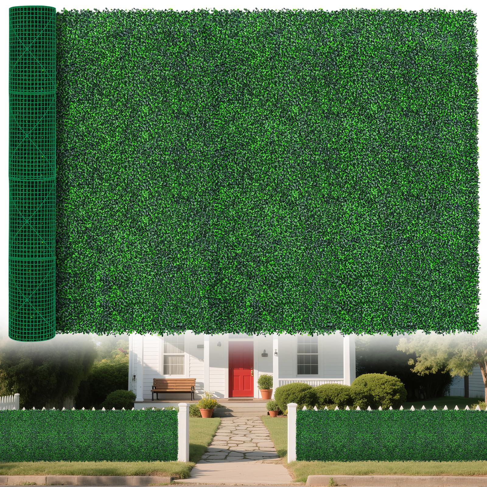 Photo 1 of Yangrass Artificial Boxwood Greenery Wall Roll, 72" x 144" (72 sqft)