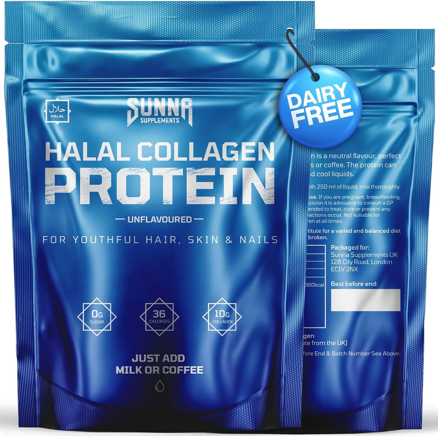 Halal Bovine Collagen Protein Powder for Hair Skin Nails and Joints – Type (I, III) Hydrolysed Premium Bovine Collagen Peptides for Women and Men | Gluten Free | Unflavoured Halal Bovine Collagen Protein Powder for Hair Skin Nails and Joints – Type (I, III) Hydrolysed Premium Bovine Collagen Peptides for Women and Men | Gluten Free | Unflavoured