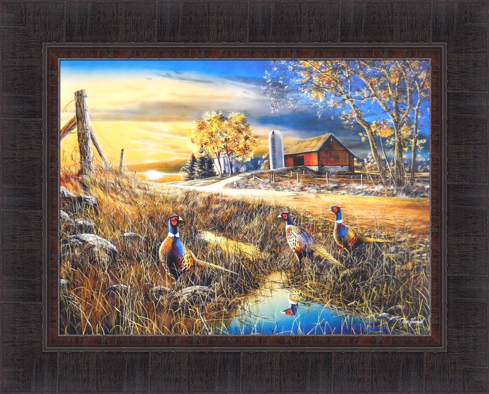 Amazon.com: Roadside by Jim Hansel 17x21 Pheasants Farm Barn