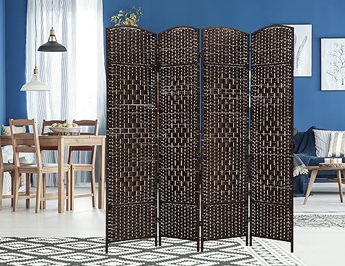 Divisor de habitación de madera de 4 paneles, pantalla de privacidad plegable de 6 pies, divisor de pantalla de privacidad portátil, divisor de