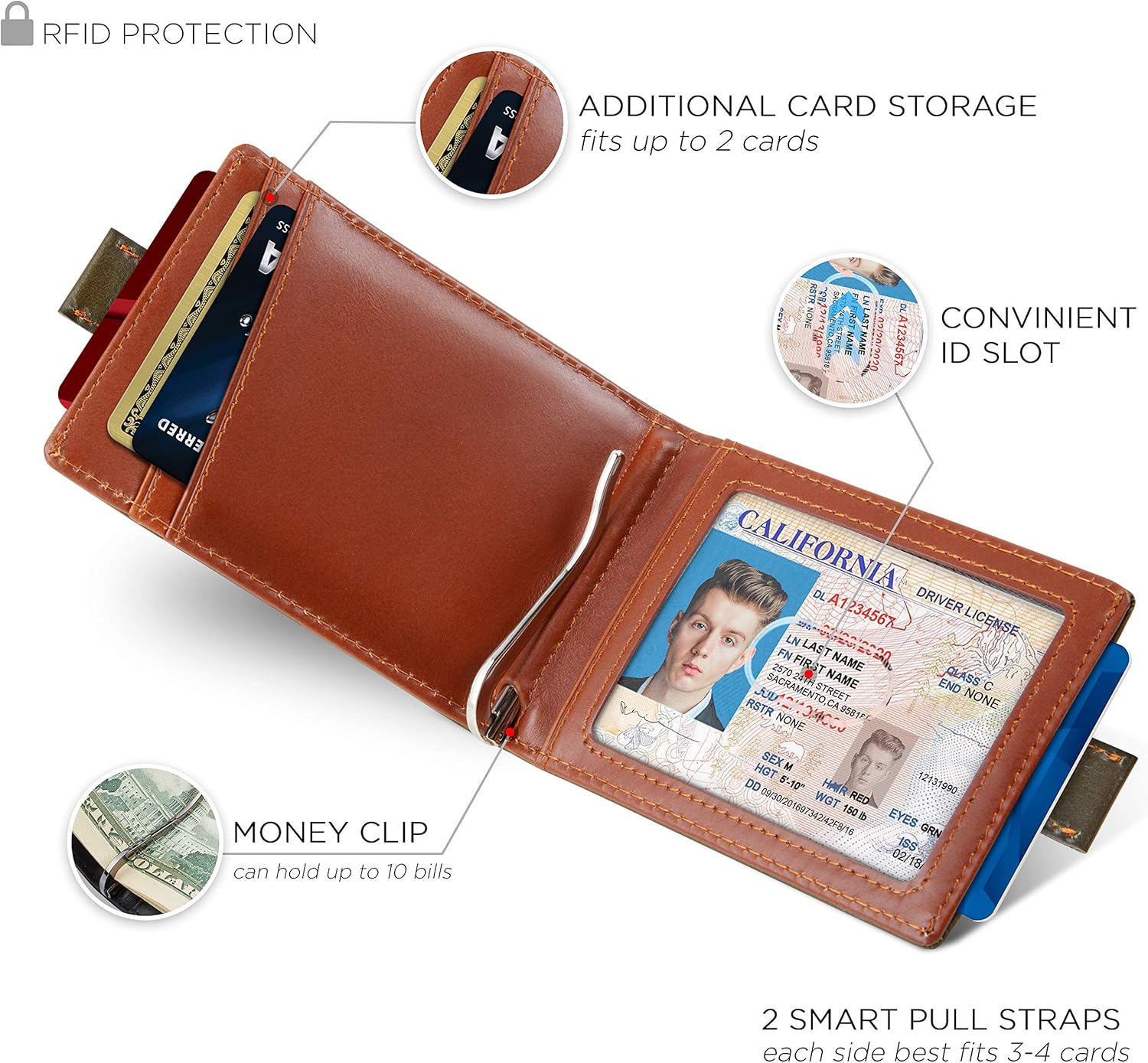 RFID Blocking Slim Money Clip Wallet – Leather Bifold Front Pocket Minimalist Mens Wallet with Money Clip for Men, Small Credit Card Holder Wallet - Travel Wallet with Gift Box - Image 3