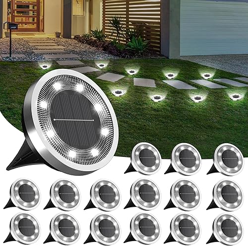 INCX Solar Ground Lights,16 Pack Solar Lights Outdoor Waterproof, Solar Garden Lights Landscape Lighting for Patio Pathway Lawn Yard Deck Driveway