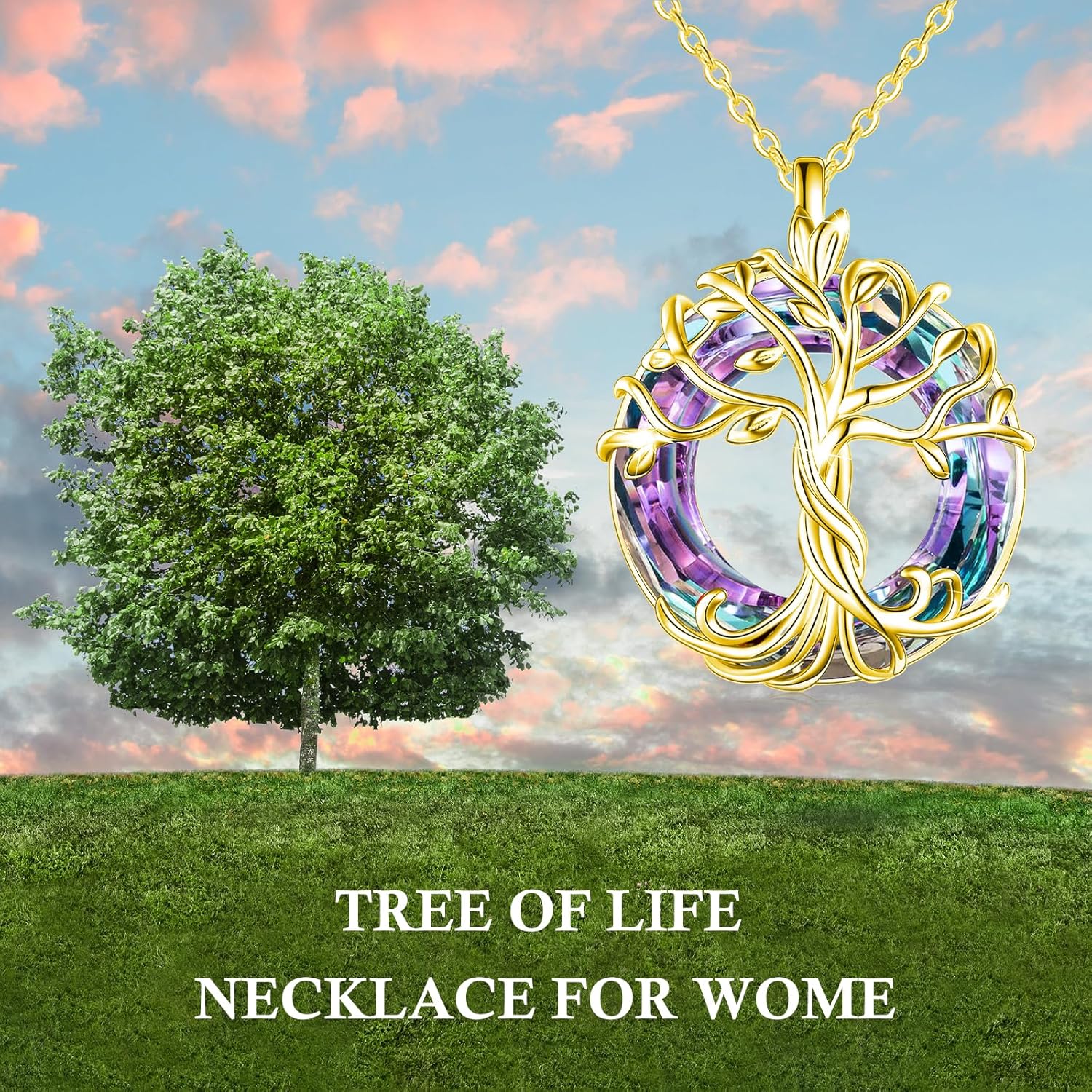 TOUPOP Tree of Life Necklace 925 Sterling Silver Family Tree Pendant with Austrian Crystal Jewelry Valentines Day Birthday Gifts for Women Mom Wife Her - Image 3
