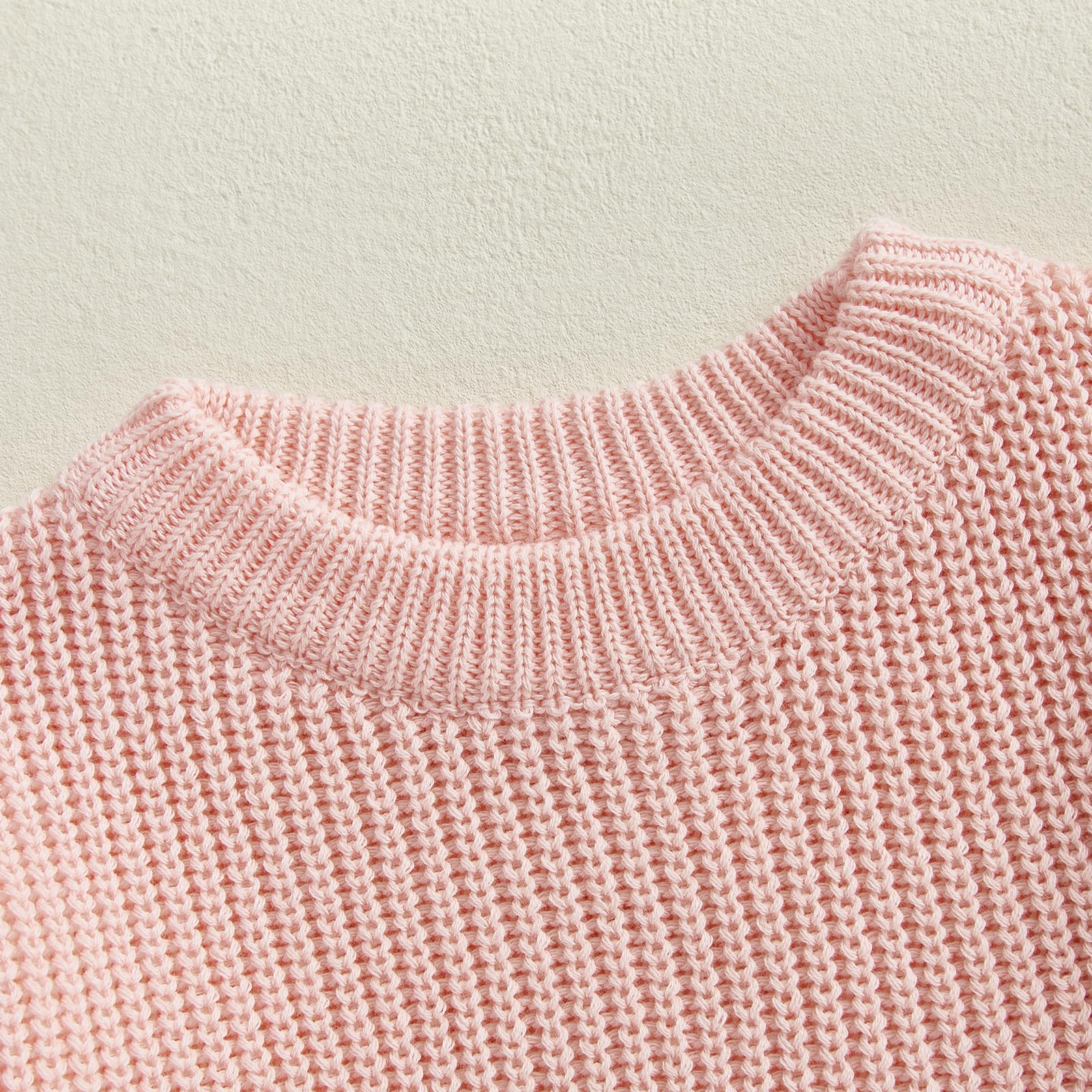 Geagodelia Toddler Baby Boy Girl Warm Sweater Long Sleeve Crew Neck Solid Color Knitted Pullovers Tops Knit Jumpers Sweatshirt Chunky Knitwear Fall Winter Clothes Outfits — view 5