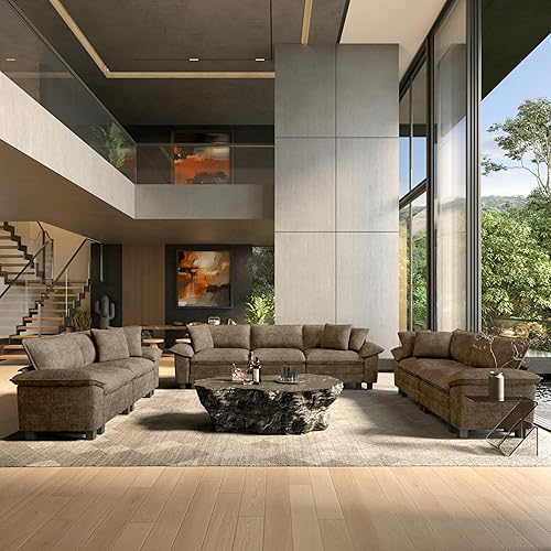 Miniatura 23 de HERA'S HOUSE Juego de sofás seccionales modulares de 3 piezas, juego de sofá de gran tamaño con sofás de dos plazas y sillón, cómodos sofás nube con