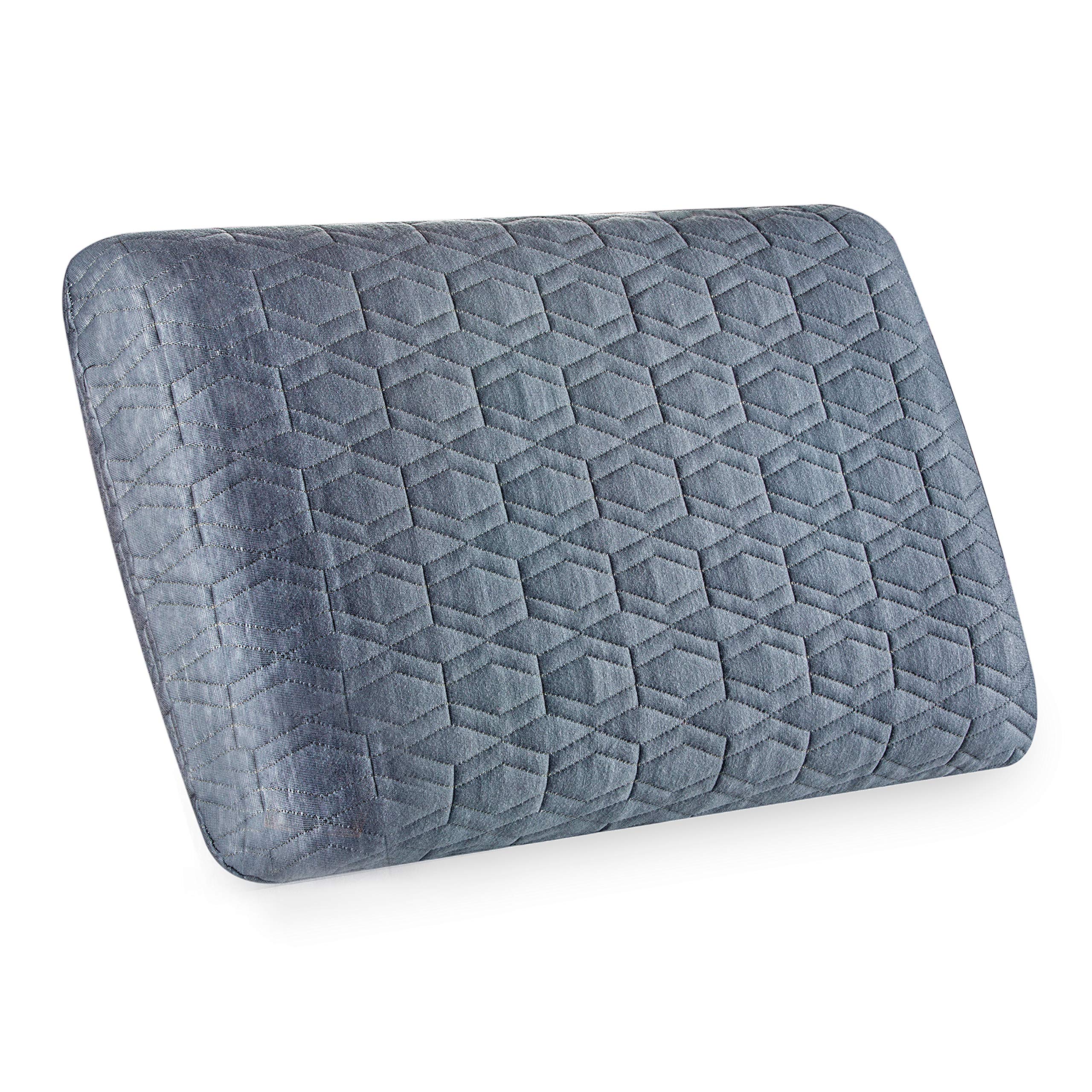 The White Willow Orthopedic Memory Foam XXL Size Neck & Back Support Sleeping Bed Pillow with Premium Knitted Removable Zipper Cover (27" L x 17" W x 6" H) Grey