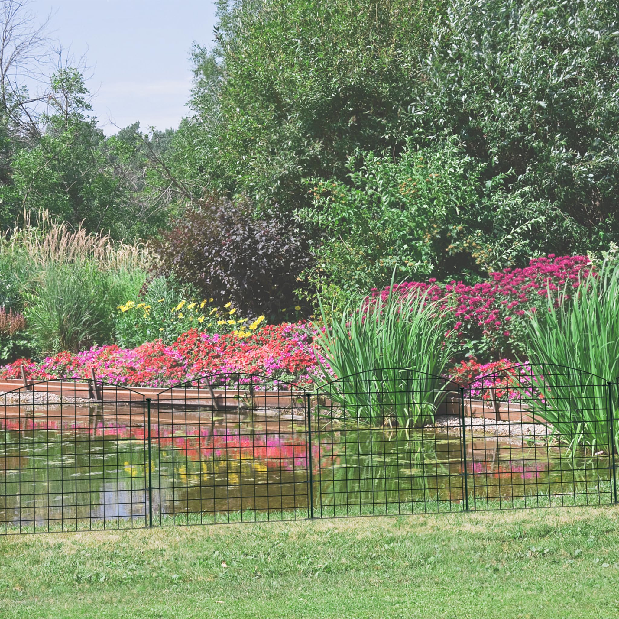 NAIZY Teichzaun Metall Gartenzaun Komplettset 10pcs Zaun Steckzaun inkl. 12 Befestigungsstäben Zaunelemente Freigehege Absperrzaun für Garten Tier Hunde (Type A)