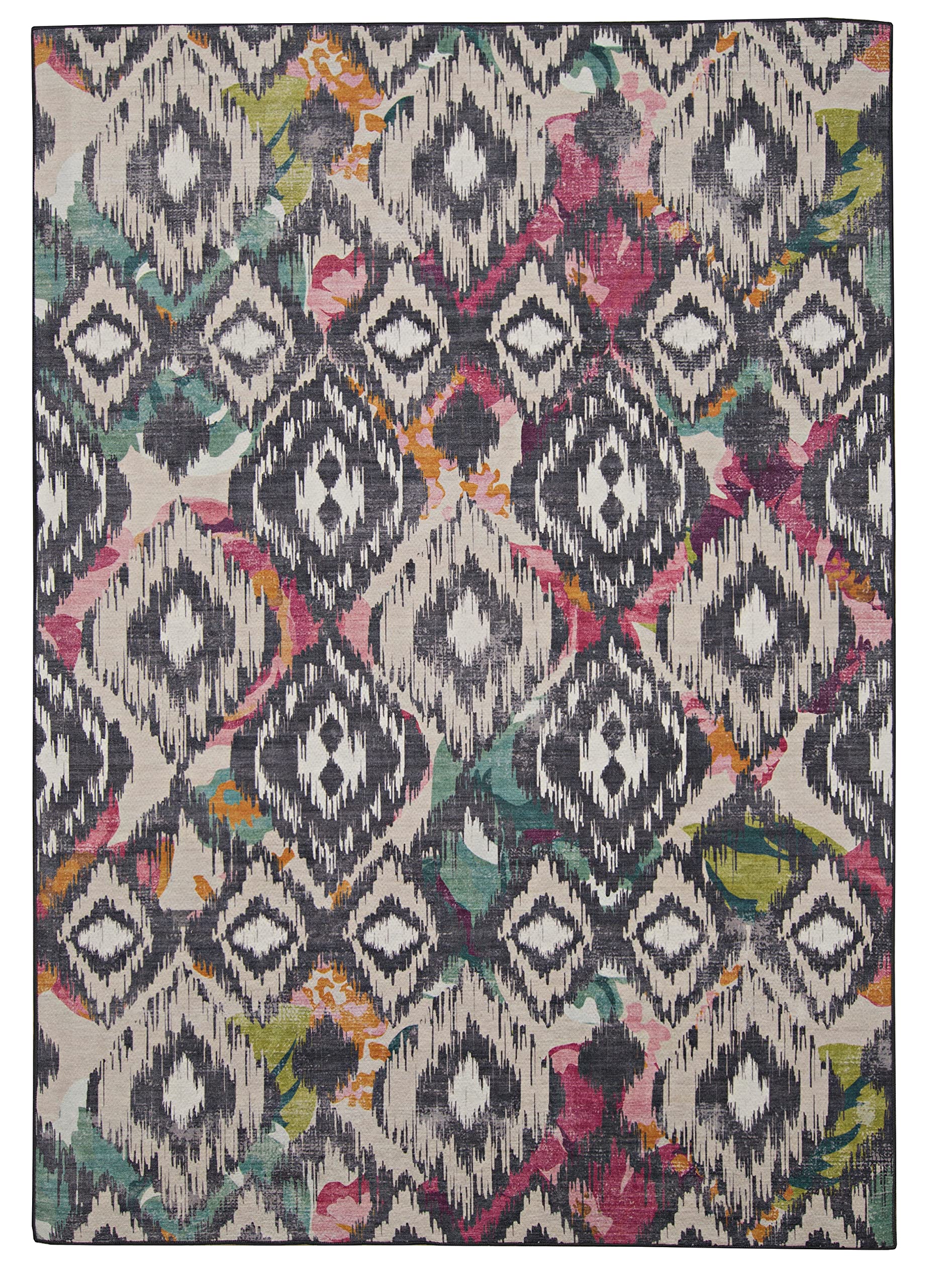 Tapis lavable Linon 91x152 cm en ivoire pour intérieur et extérieur