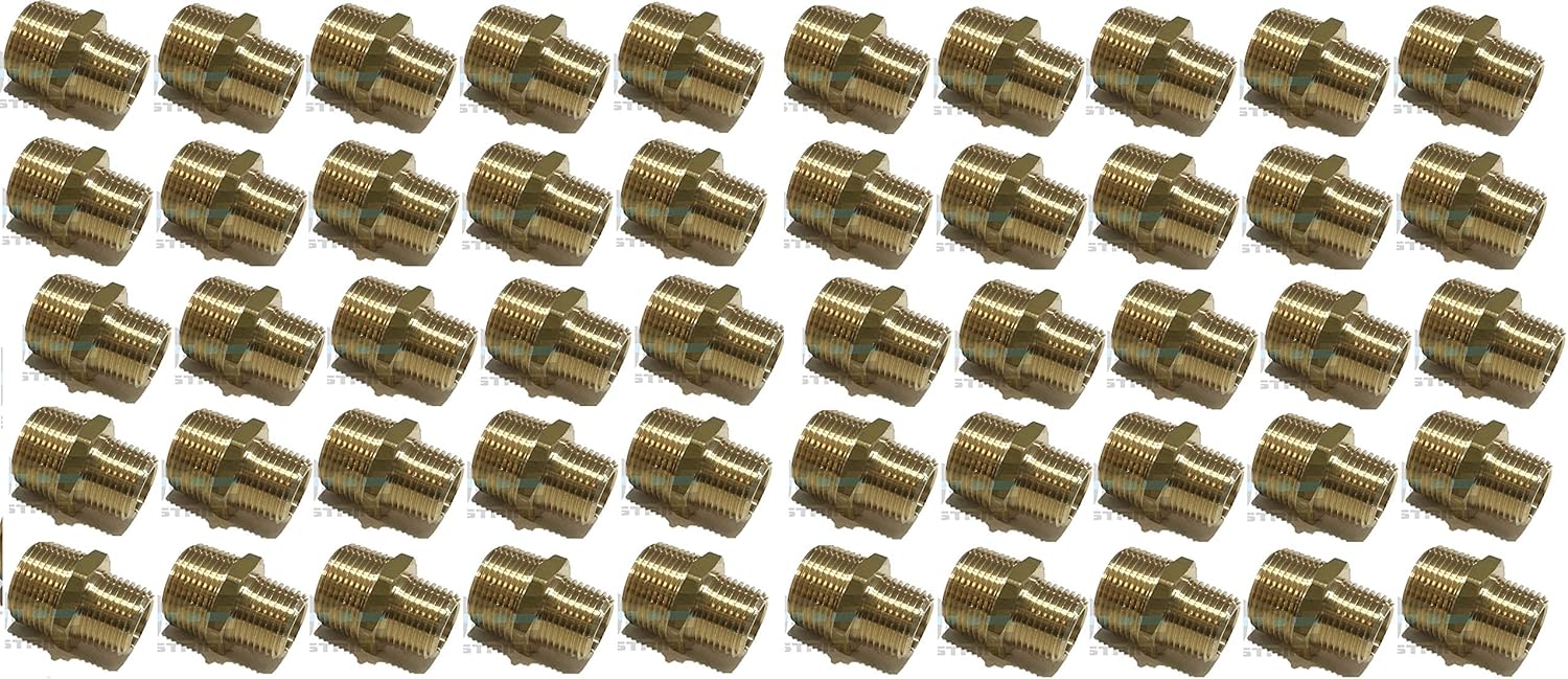 Brass REDUCING HEX Nipple 3/4" x 1/2" Male NPT MNPT Fuel/AIR/Water/Oil/Gas WOG (Qty 01)