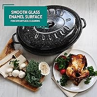 Vista 4 de MIRRO Tostador ovalado esmaltado de 18 pulgadas con tapa, negro