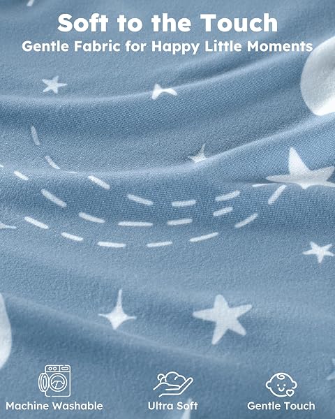 Nyessmee Baby Crib Sheets for Boys and Girls, Fitted Crib Sheets 52" x 28", Soft Breathable Microfiber Sheets for Standard Crib and Toddler Mattress, 2-Pack Blue Rocket - 3