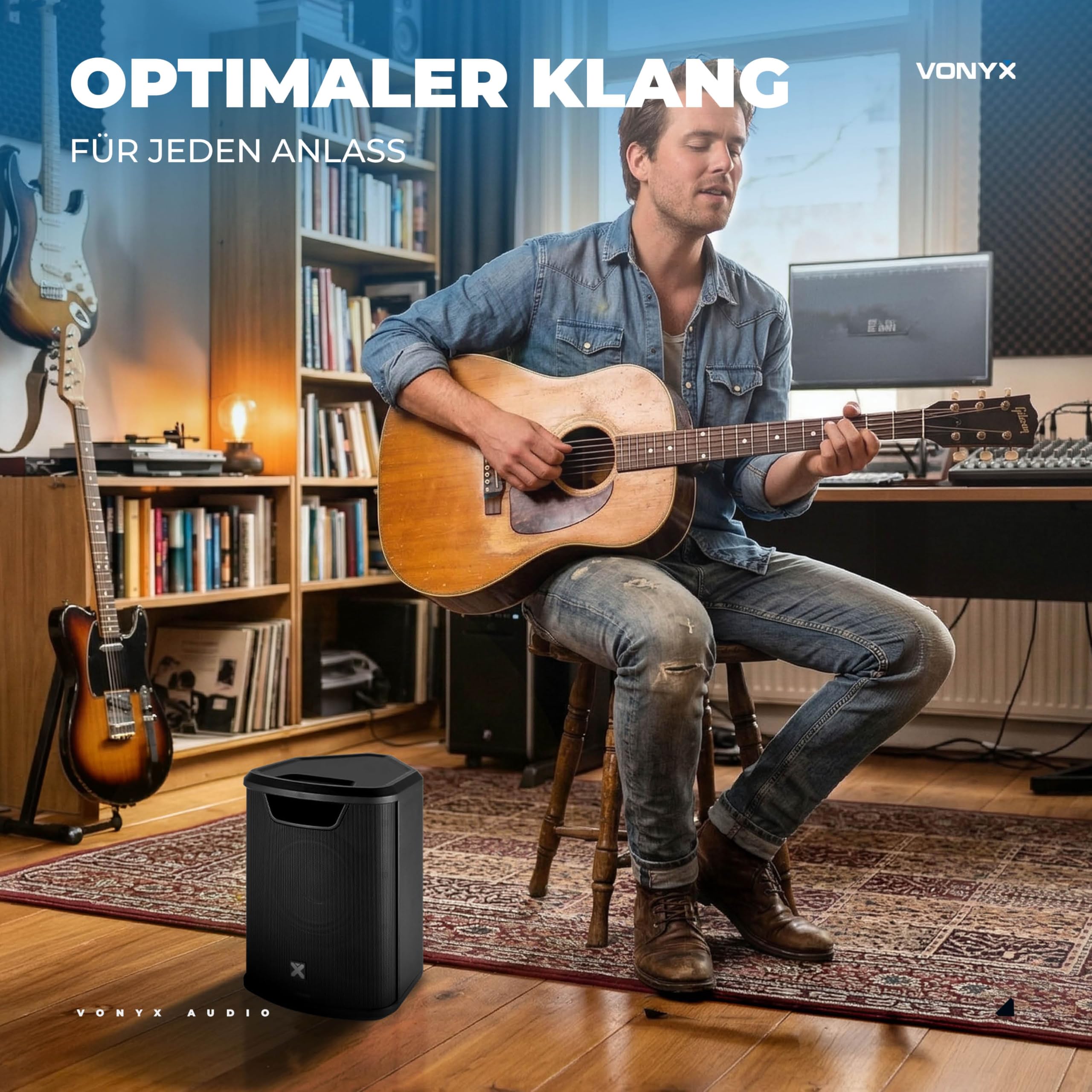 Vonyx PRO X1A - Akku Partybox Bluetooth Lautsprecher Groß, 250 Watt, bis zu 22 Std. Akku, AUX & Line Out, Mobile PA Anlage, 3-Kanal Mixer, Stereo Pairing - Mobile Musikbox Groß, USB & MP3 - Schwarz