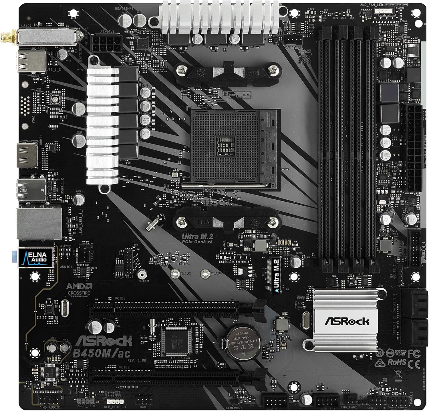 Asrock B450M/AC AM4 B450 Motherboard