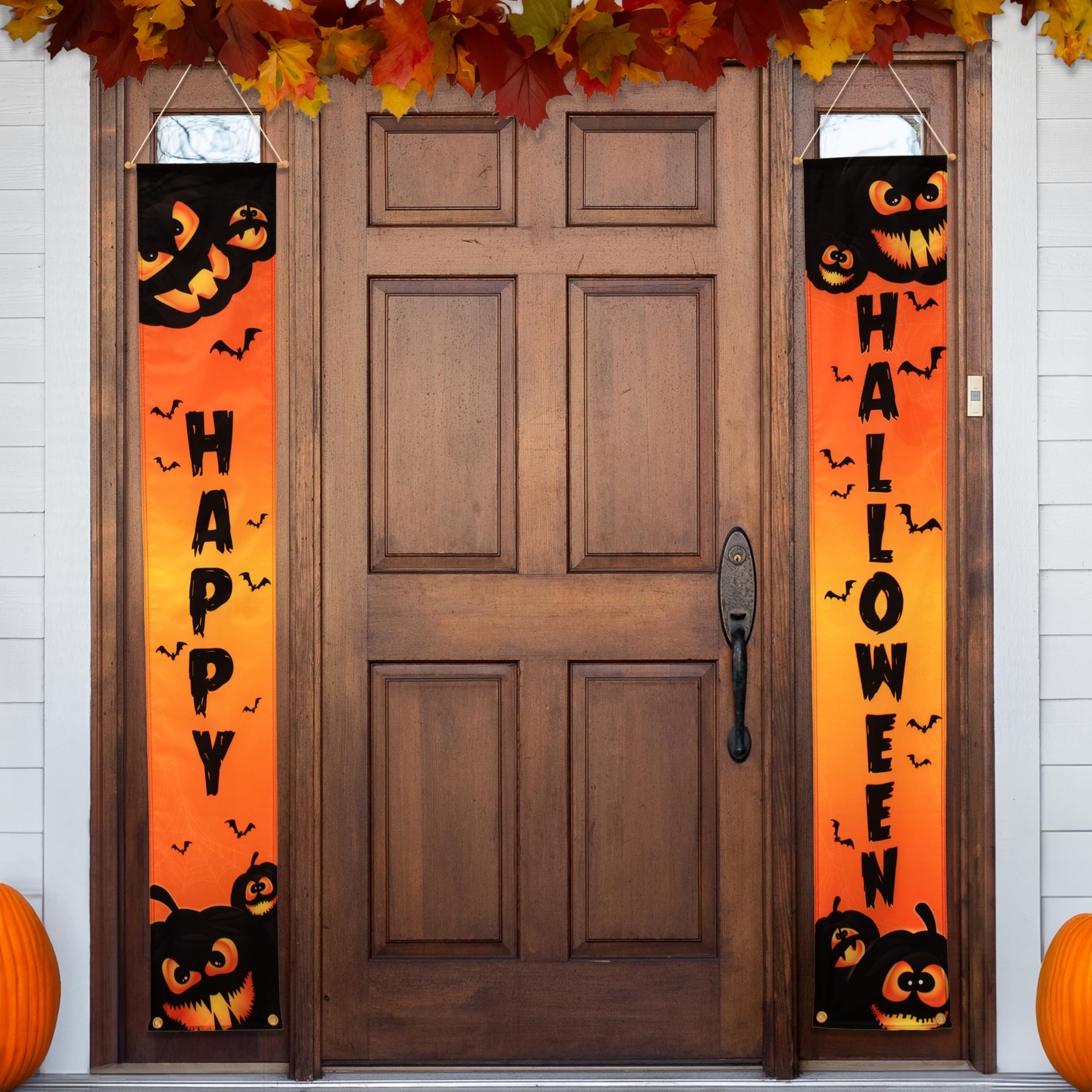 Banners de Halloween de 12 x 72 Jack O Lanterns, decoración de ventana alegre y espeluznante