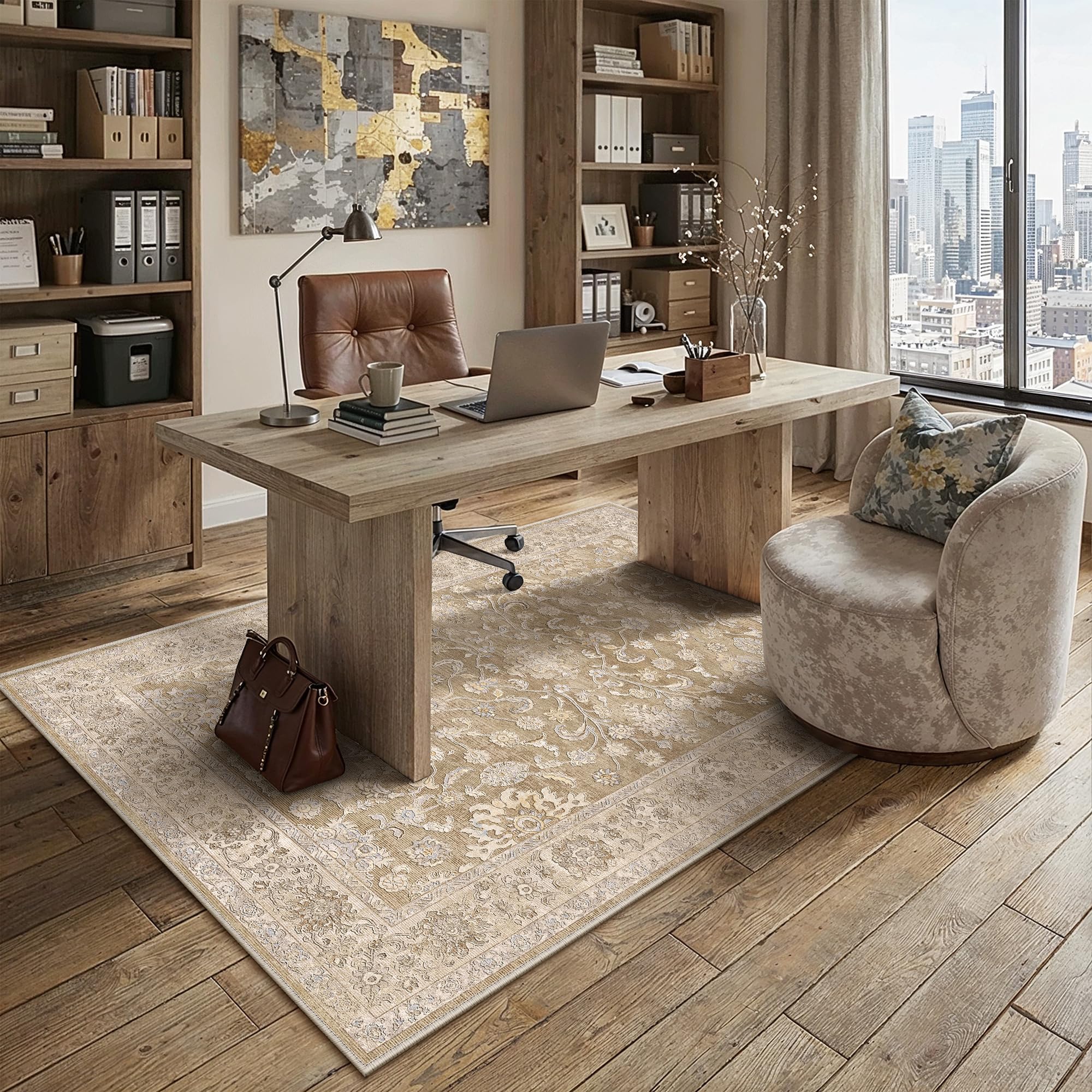 PureCozy Vintage Rugs Living Room 120x170cm Brown Area Rug — image 1