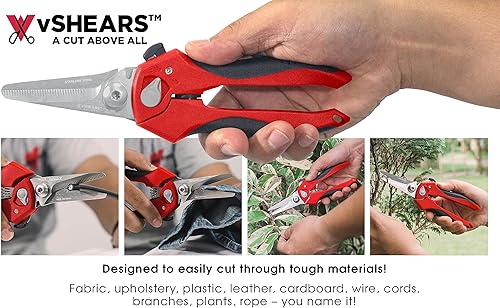 Miniatura 3 de VAMPLIERS Tijeras dentadas multiusos de 8 pulgadas. Hechas de acero inoxidable de alto carbono con muesca de corte de alambre. Corta alambre,