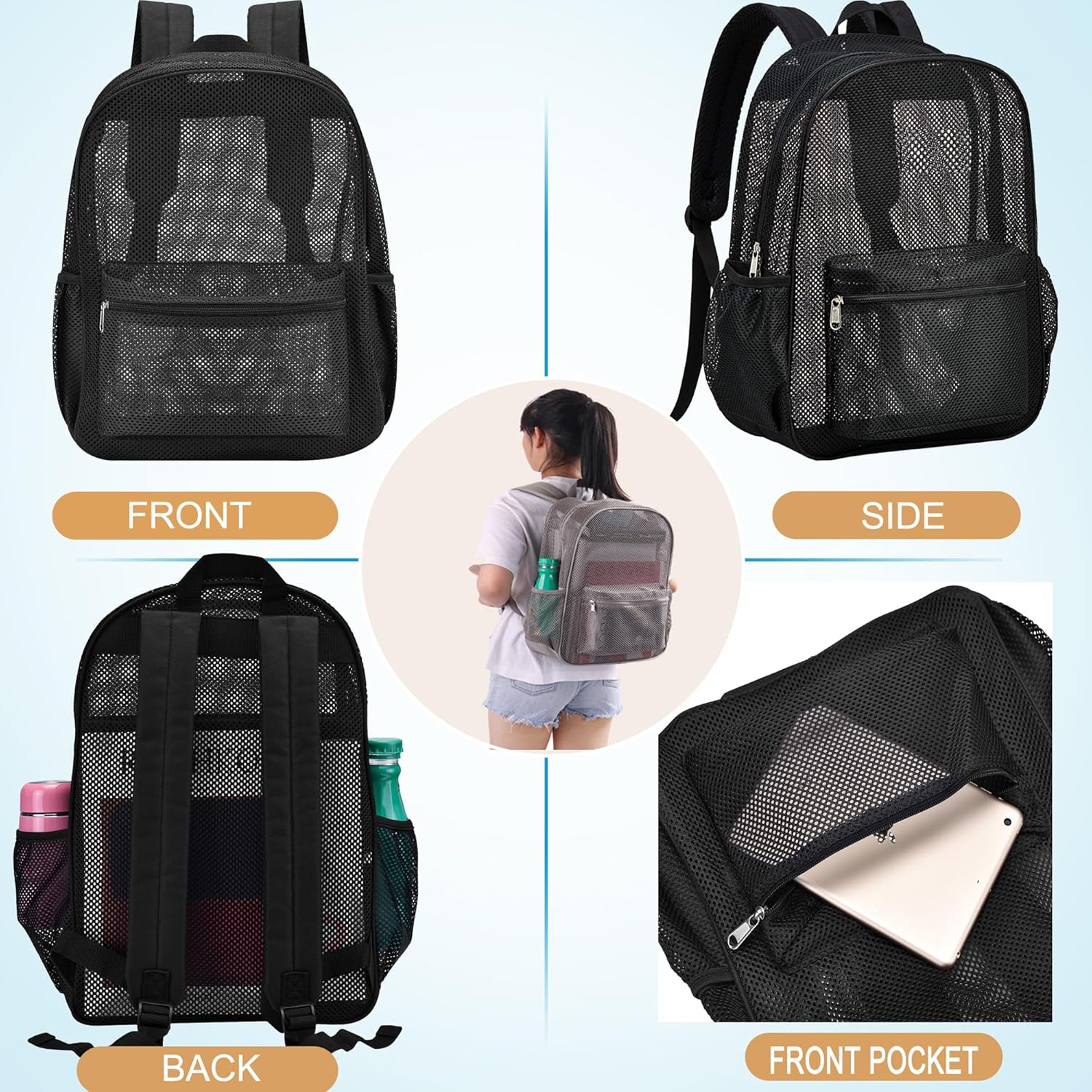 Oraben Duty Mesh Backpacks for Adults,School Backpack Mesh Bookbag for Swimming Work Outdoor, Diving Backpack Carry Portable Oxygen Concentrators - Image 6