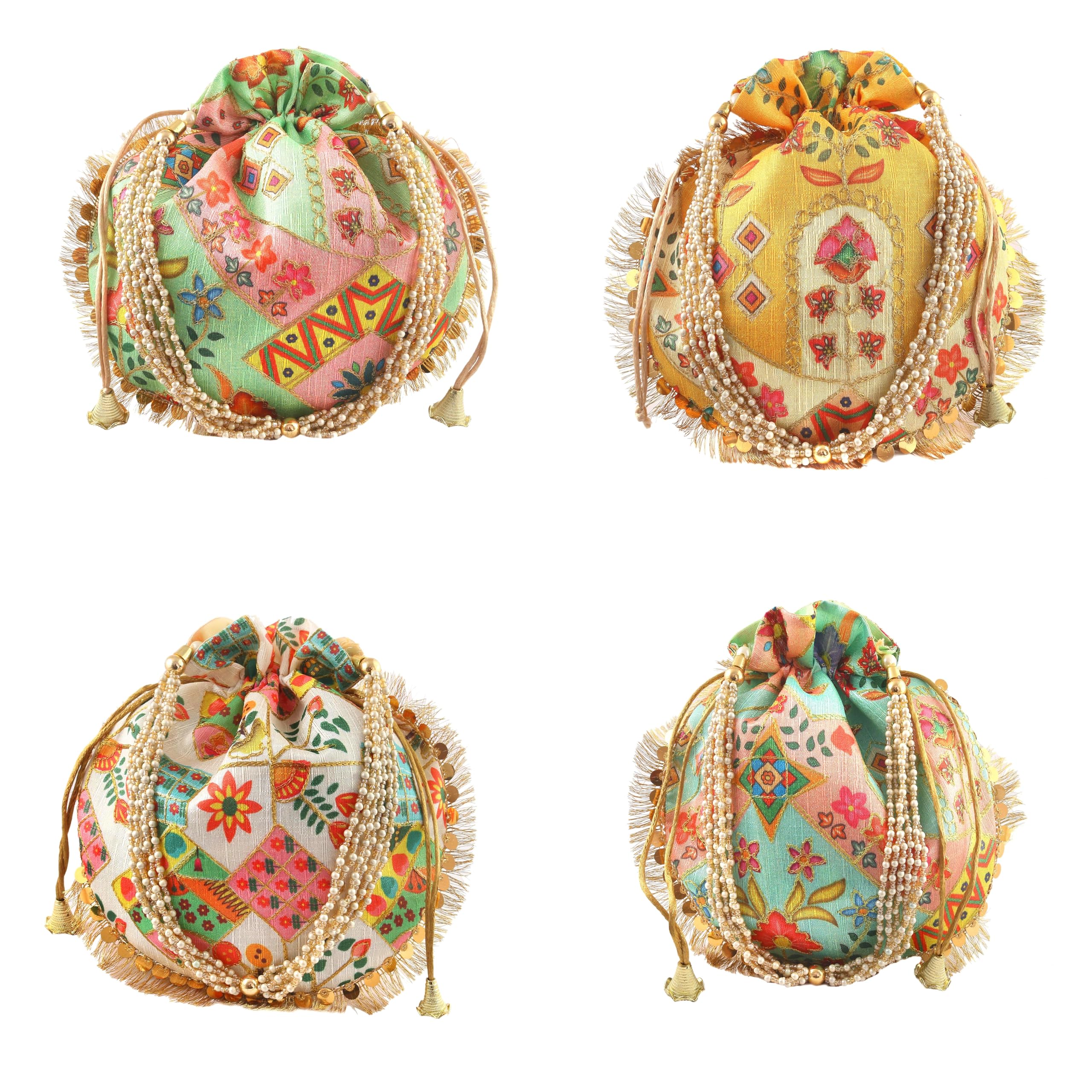 Giftwala Rajasthani Style Royal Clutch Silk Batwa Bag Combo Digital Print Wristlets Ethnic Potli Combo For Womens Zari Work Potli Combo Bridal Potli Combo (Pack of 4) (B0DCS8G9P2) Amazon Price History, Amazon Price Tracker