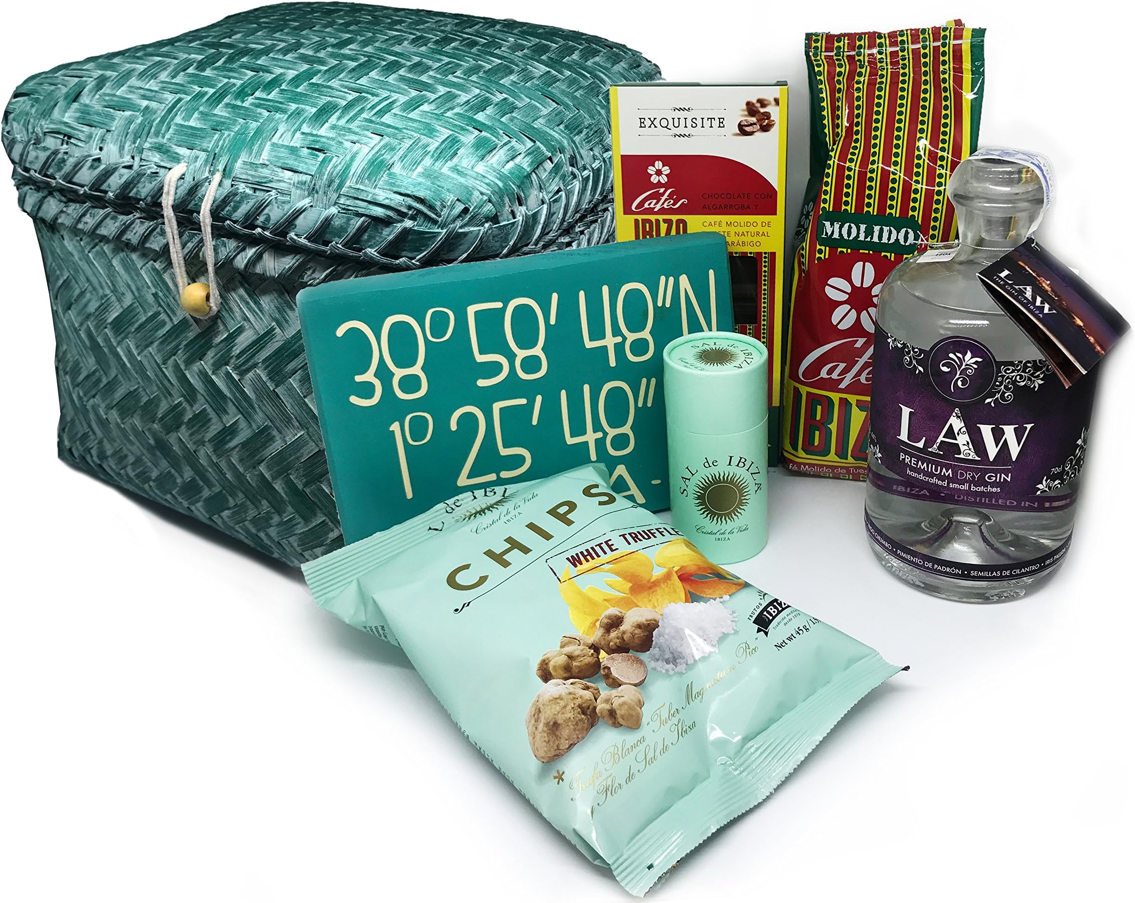 Ibiza Gift Box - with Law Gin, Ibiza Coffee, Sal de Ibiza Products (Green Washed)