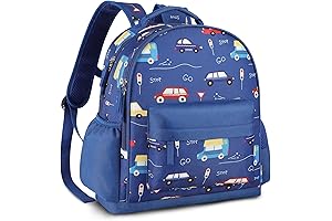 Toddler Backpack: Durable Boys Car Schoolbag for Kids