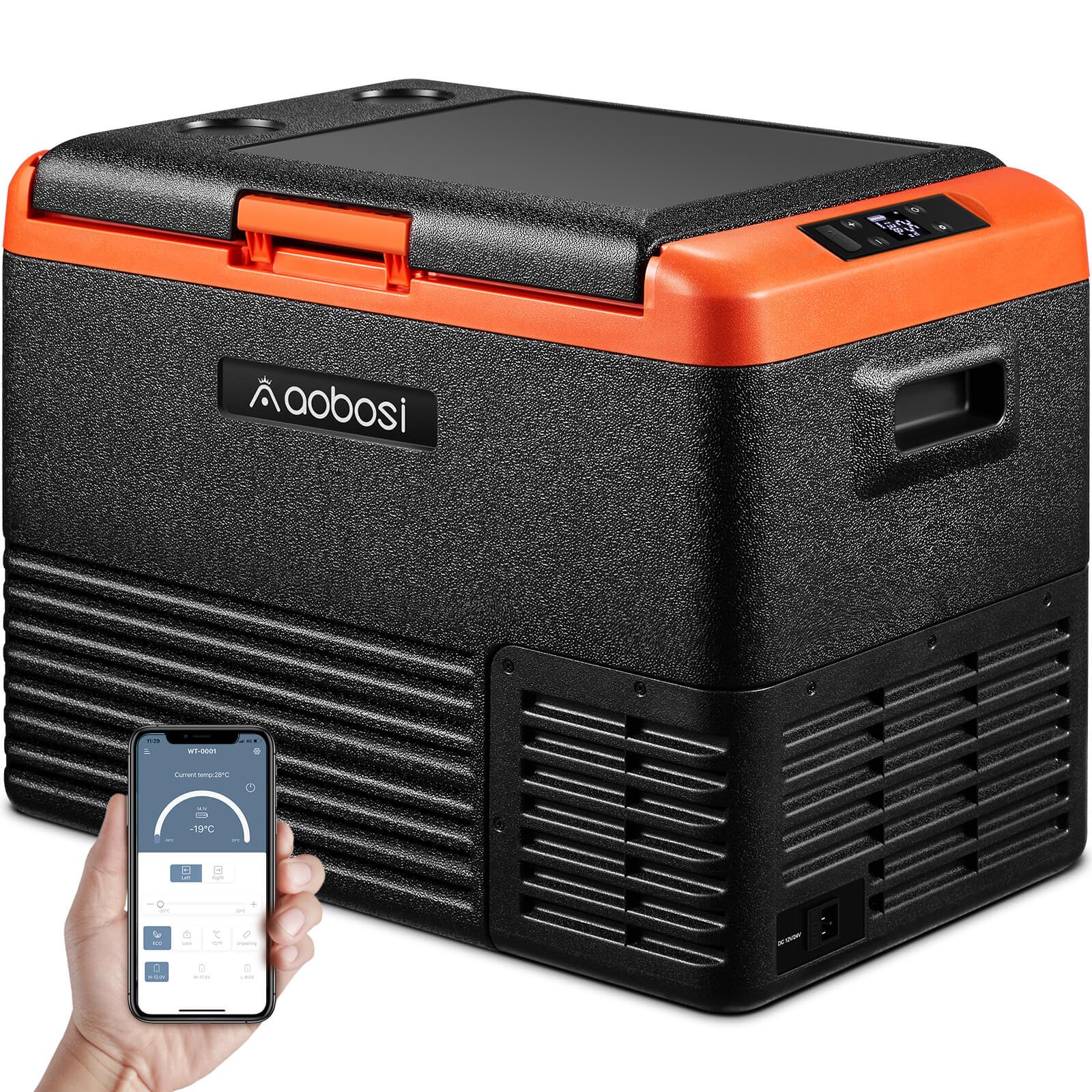 AAOBOSI Nevera Portatil, 12/24V DC y 100-240V AC, Nevera 12V Compresor