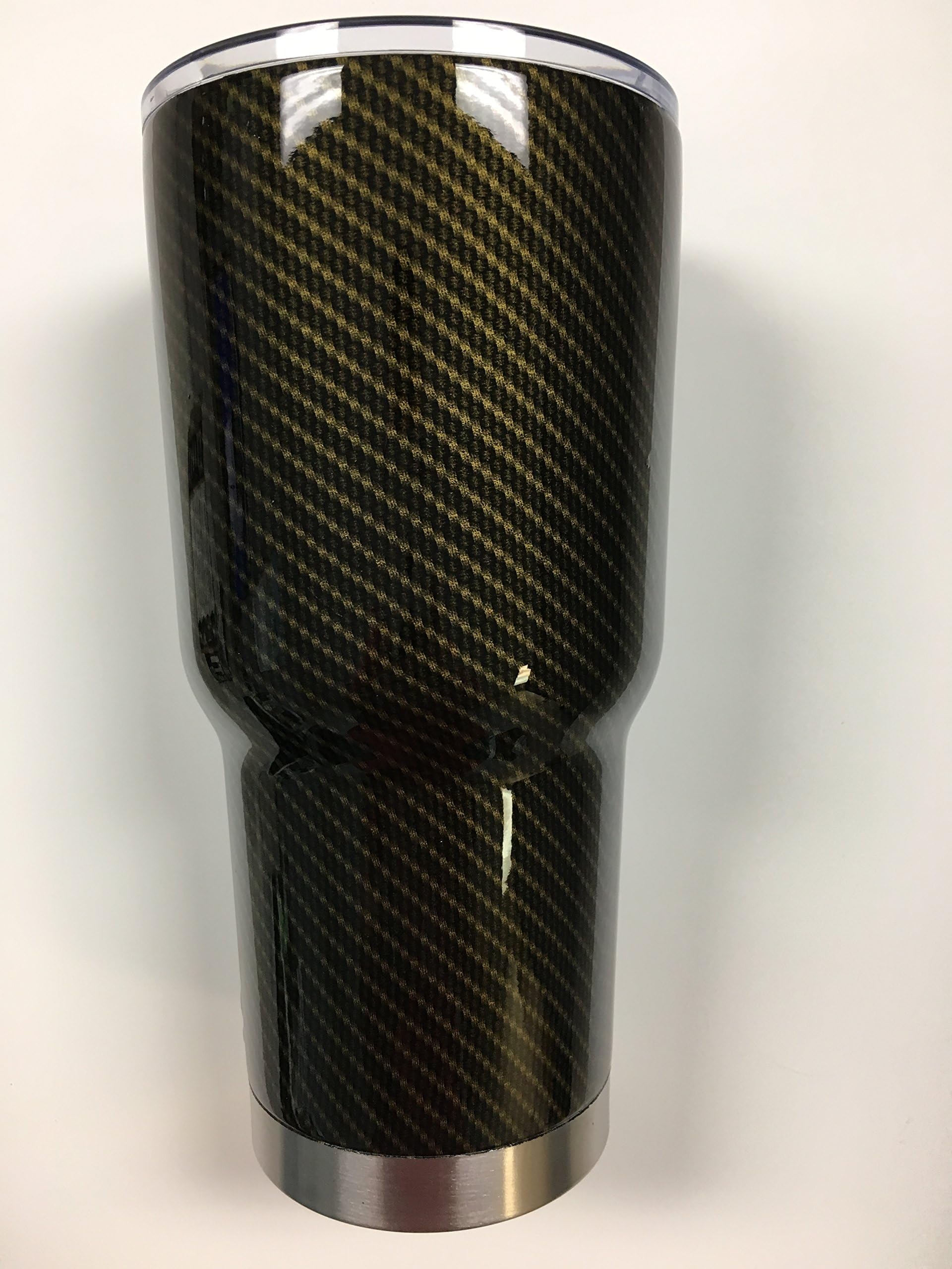 30 oz Gold Carbon Fiber Stainless Steel Tumbler with 100% Splash Proof Lid - Double-Wall Insulated Tumbler Warehouse Travel Coffee Mug for Hot & Cold Drinks - Sweat-Free Tumbler