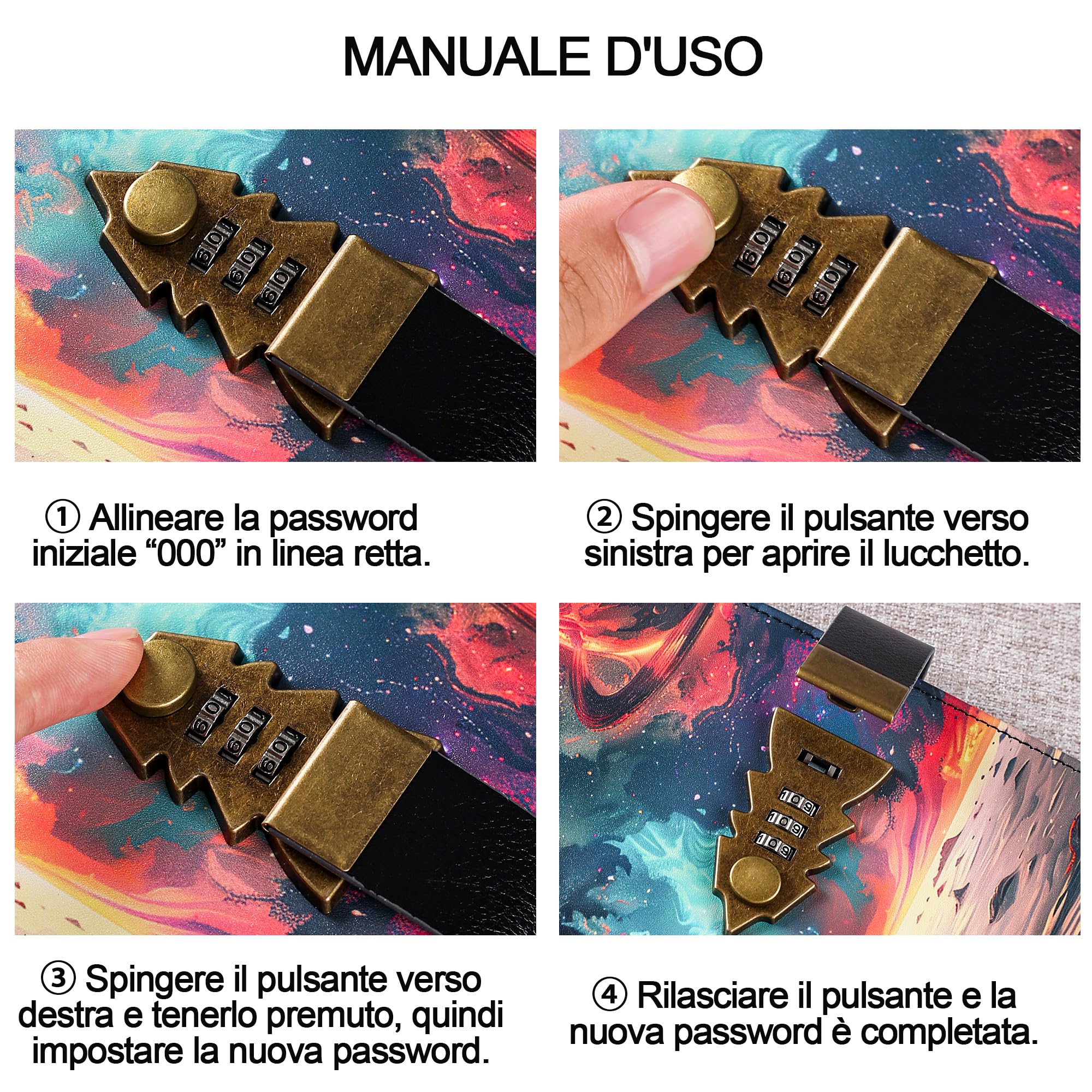 Taccuino con Lucchetto a Combinazione A5 244 Pagine a Righe Diario Segreto Copertina in Similpelle